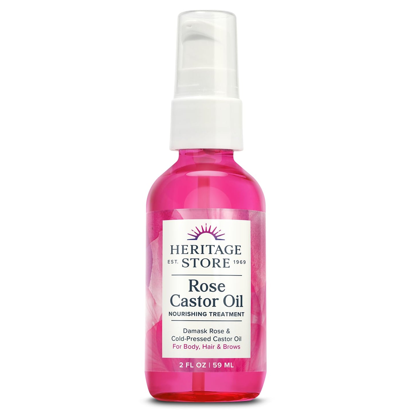 HERITAGE STORE Rose Castor Oil Serum, Oil, Rose (Btl-Glass) | 2oz