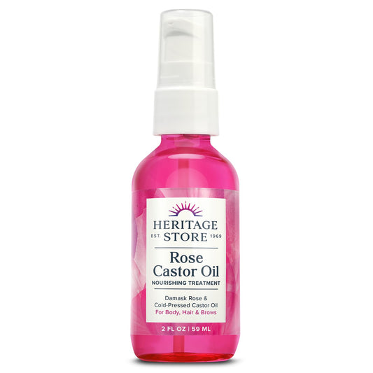 HERITAGE STORE Rose Castor Oil Serum, Oil, Rose (Btl-Glass) | 2oz