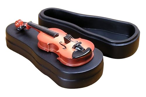 BANBERRY DESIGNS Violin Jewelry Box - Mini Violin is Attached to the Top of the Box - Ideal Gift for a Violinist or Musician - Measures 4-1/2"L X 2" W