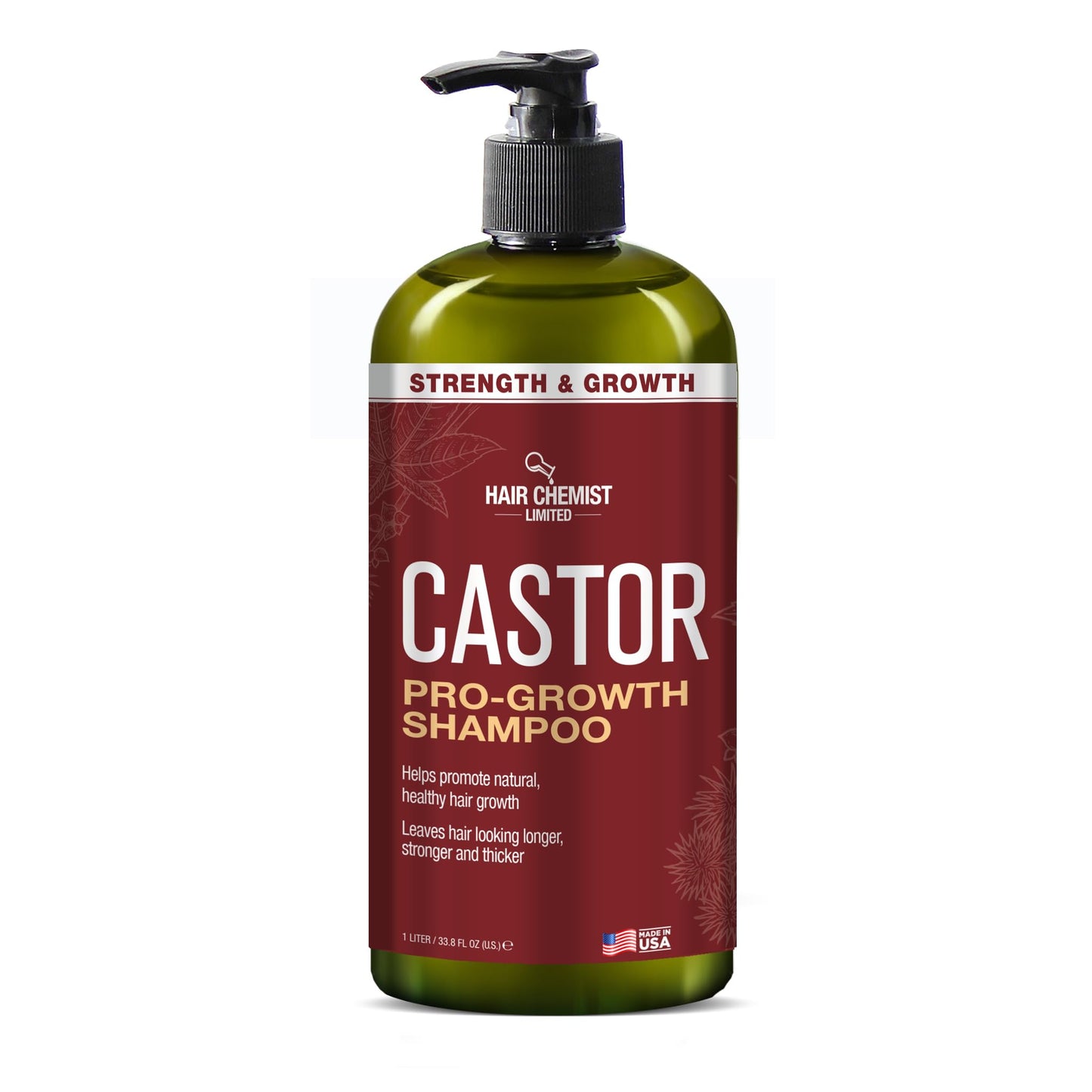 Hair Chemist Castor Pro-Growth Shampoo 33.8 oz. AND Conditioner 33.8 oz. 2-PC Boxed Gift Set - Made with Natural Castor Oil for Hair Growth, Sulfate