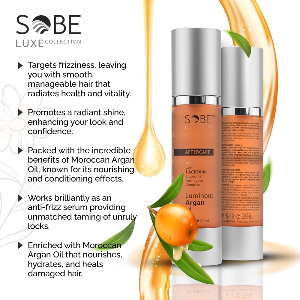 SOBE LUXE - Moroccan Argan Oil for Hair, 1.7 Oz - Anti Frizz Serum, Moisturizer Treatment for Dry and Damaged Hair, Provides Brilliant Shine