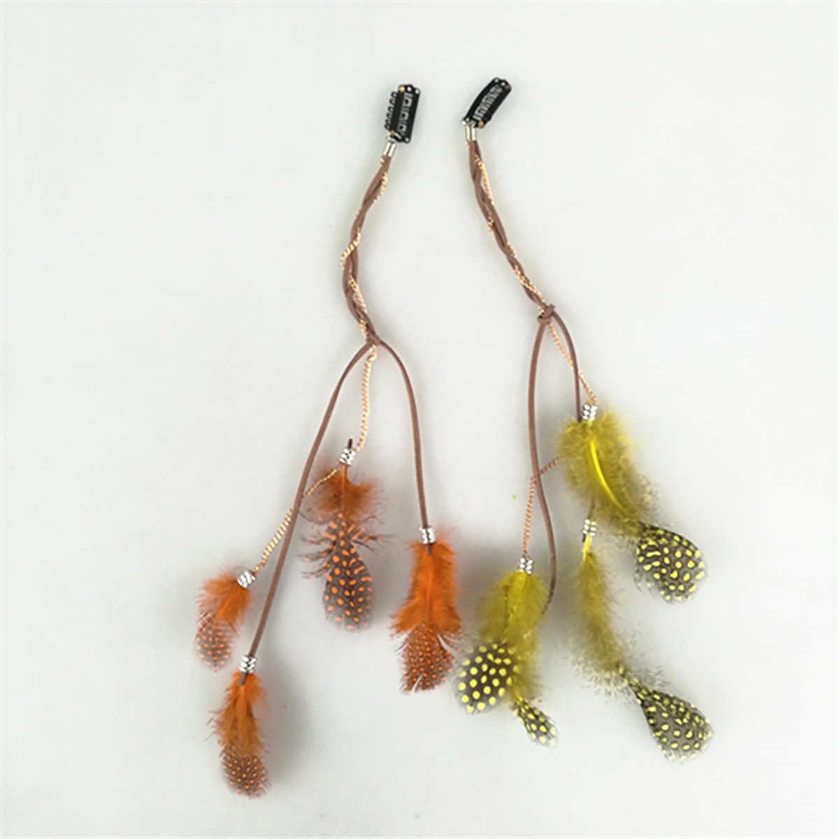 Fodattm 6PCS Lady Women Handmade Colourful Boho Hippie Hair Extensions with Feather Clip Comb Hairpin Headdress Headband DIY Accessories