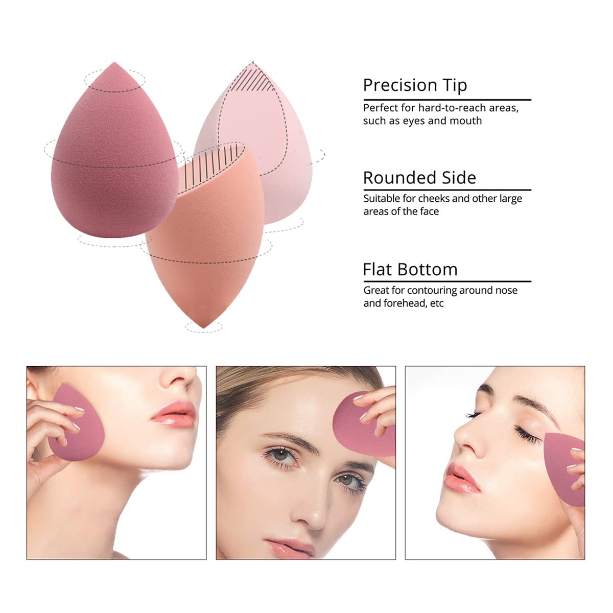 Makeup Sponges Set - Beauty sponges Blending Blenders with 1 Holder and Egg Case, Flawless for Cream, Powder and Liquid (Pink, 4Pcs+1Holder+ case) Beauty and Personal Care Leeshine
