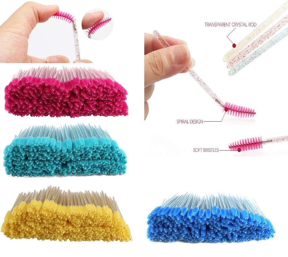 LASSKY 200Pcs Disposable Eyelash Mascara Brushes, Eye lash Brush, Mascara Wands, Spoolies for Eyelash Extensions, Lash Wand, Eyelash Extension Spoolie