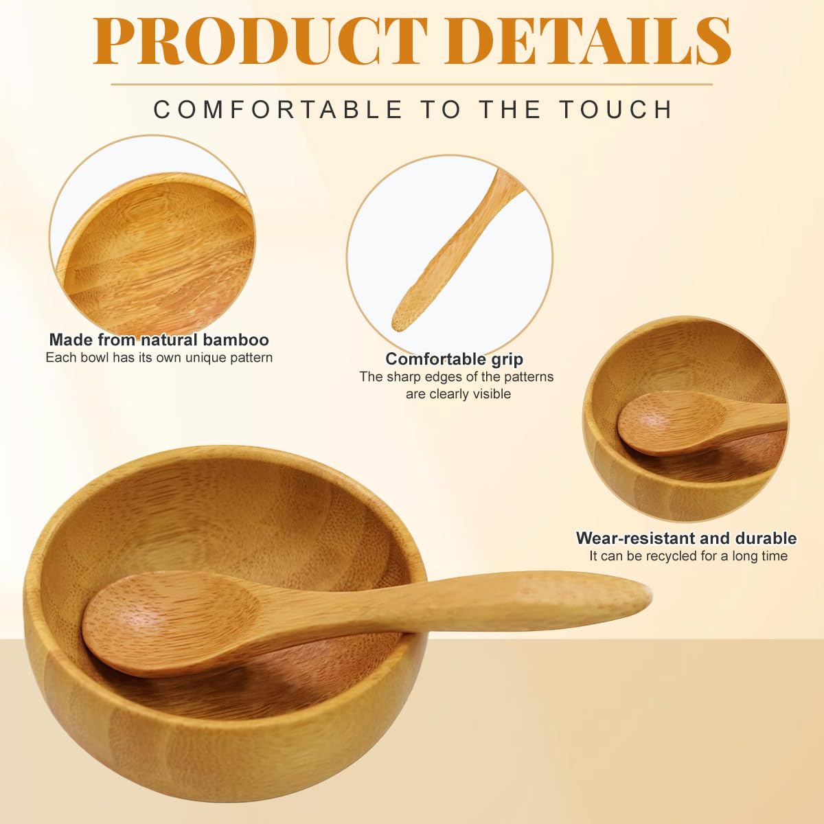 erioctry Mask Bowl- Cute Small Skin Care Mask Bowl Eco Bamboo Mixing Tool Sets for Ladies Women DIY Cosmetic Tool Kit