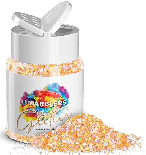 MARBLERS Holographic Glitter [Mixed Orange] 1.5oz (42g) | Chunky | Non-Toxic, Vegan, Cruelty-Free | Face, Body, Eyeshadow, Hair, Festival, Party