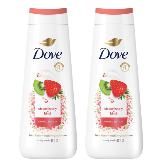 Dove Limited Edition Strawberry + Kiwi Body Wash, 24hr Renewing MicroMoisture, 20 Fl Oz, 2 Pack