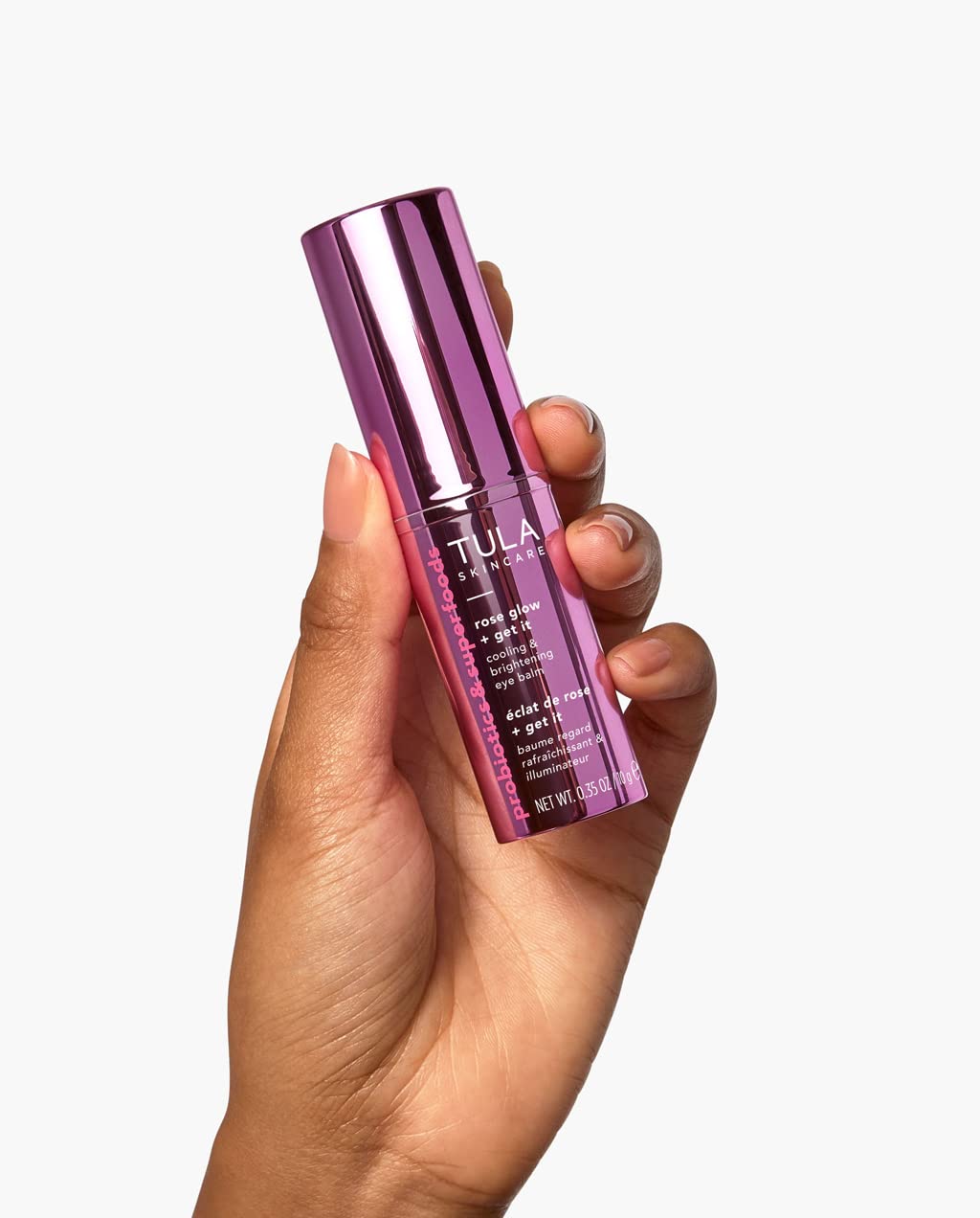 Tula Skin Care Chrome Rose Glow & Get It Cooling Brightening Eye Balm | Dark Circle Under Treatment, Instantly Hydrate and Brighten Undereye Area