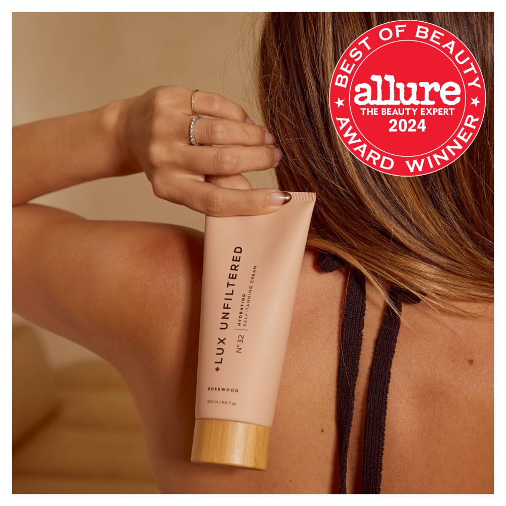 + Lux Unfiltered N°32 Gradual Self Tanner, Hydrating Self Tanning Lotion with Shea Butter & Squalane - Non-Sticky, No Transfer, Natural-Looking Tan