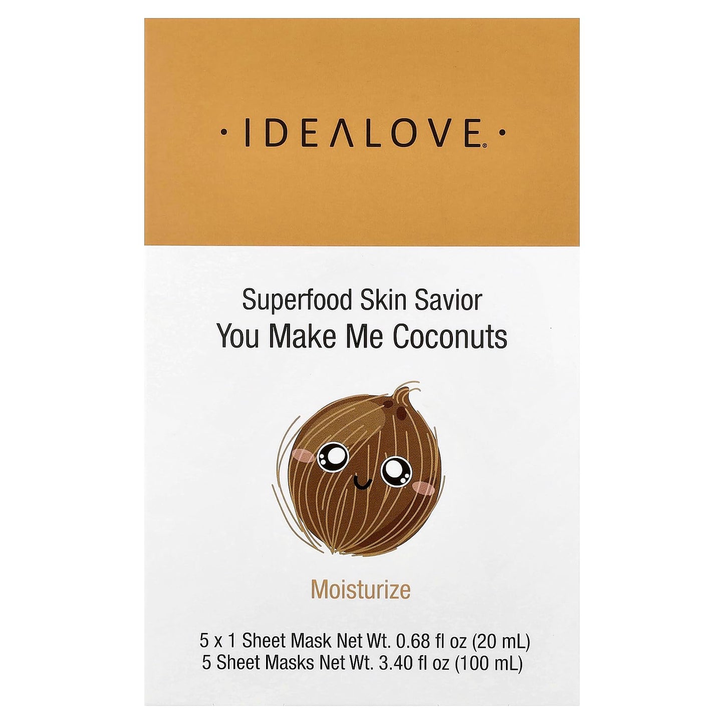Idealove Superfood Skin Savior, You Make Me Coconuts, 5 Beauty Sheet Masks, 0.68 fl oz (20 ml) Each