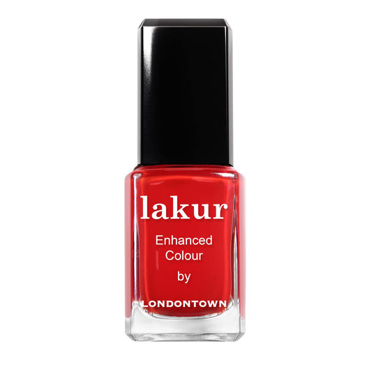 LONDONTOWN lakur Nail Polish - Chip-Resistant, Non-Toxic, Conditions & Hydrates Nails Glossy Vibrant Red, Londoner Love, .40 fl oz Beauty & Personal Care LONDONTOWN