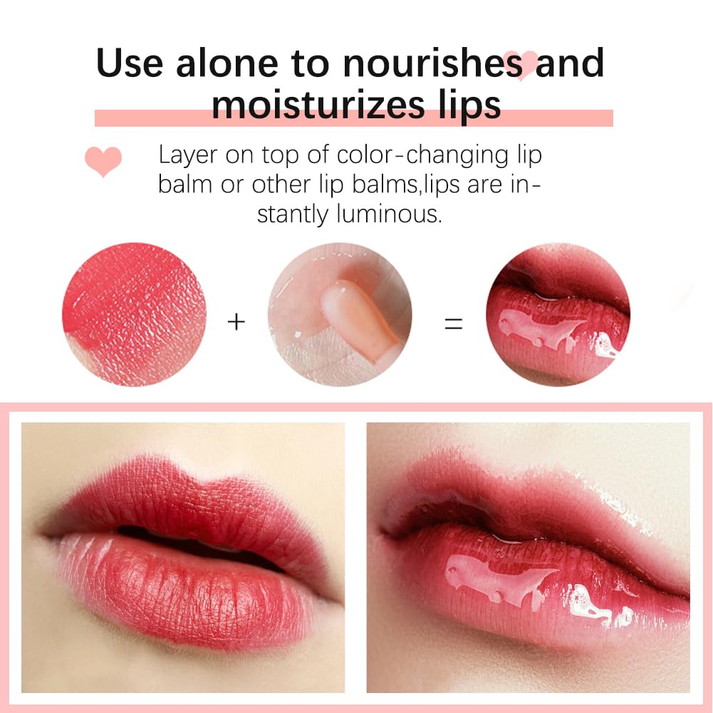 Fovcos Hydrating Lip Glow Oil, Moisturizing Lip Glow Oil, Lip Plumper Gloss, Transparent Lip Gloss, Lip Oil, Plumping Lip Oil, Lip Balm, Tinted Lip