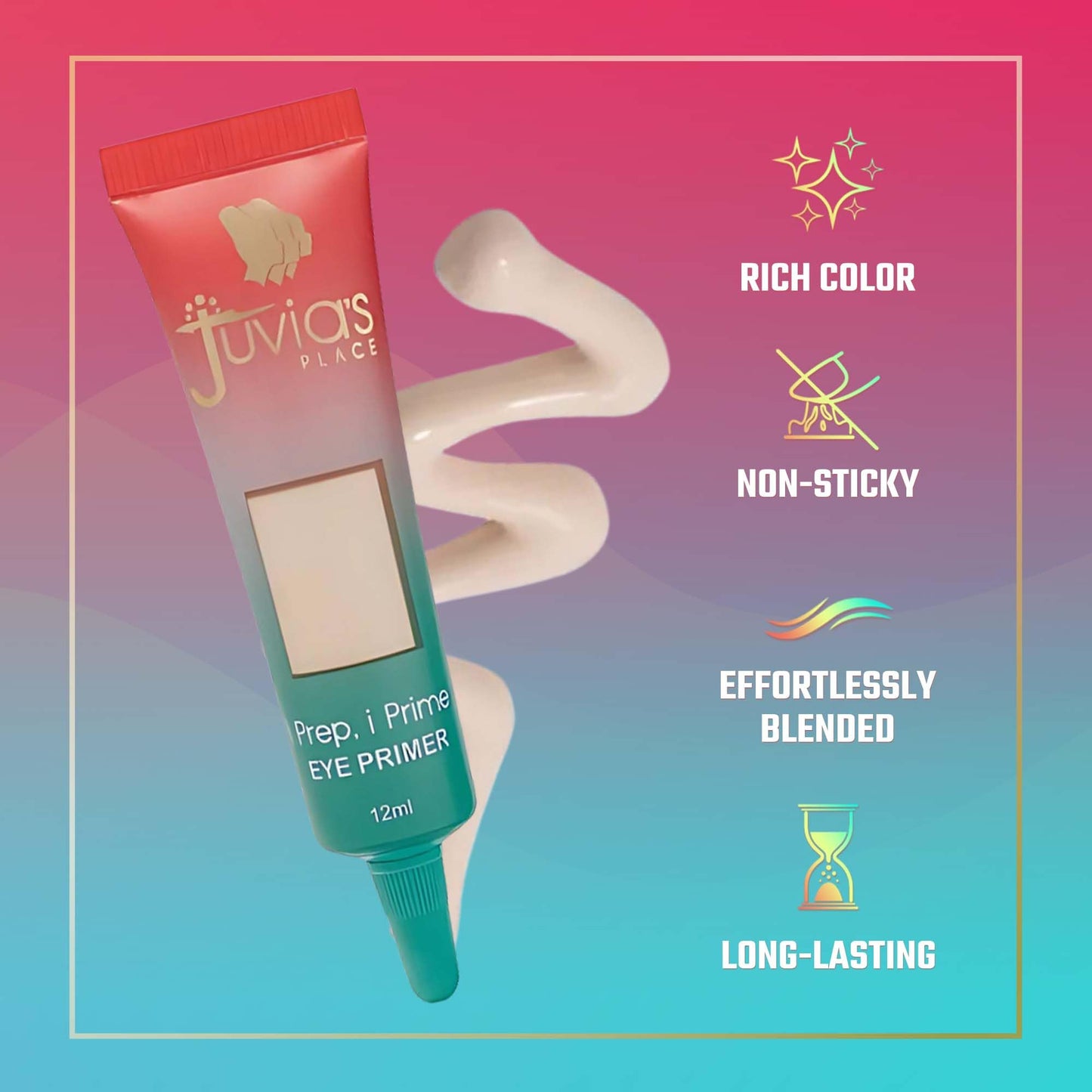 Juvia's Place i Prep, i Prime Eyeshadow - Milky White, Cream Base Eye, No Crease Eyeshadow, Eye Makeup Addition, Primer Intensifying Glitter, Matte