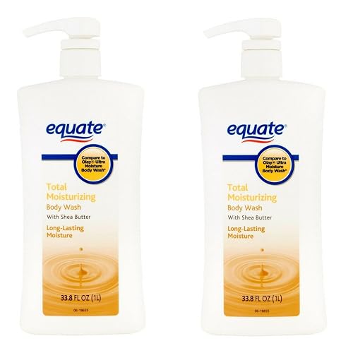 Equate Total Moisturizing Body Wash with Shea Butter, 33.8 fl oz (Pack of 2)