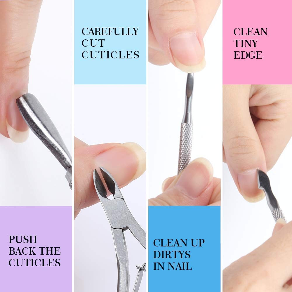 3pcs Double Sided Rectangular Nail File and Buffer, Buffer Block Sponge Polished, Nail Brush, Come with Cuticle Nipper and Pusher, Perfect Manicure
