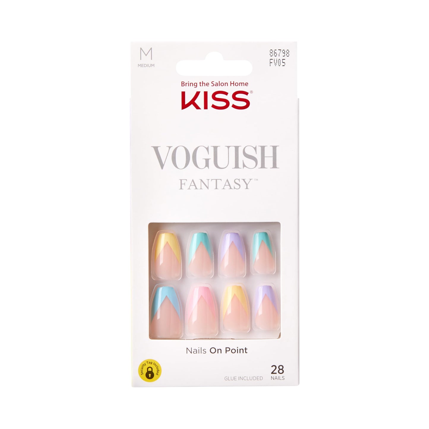 KISS Voguish Fantasy, Press On Nails, Nail glue included, 'Disco Ball', Multicolor, Medium Size, Coffin Shape, Includes 28 Nails, 2g glue, 1 Manicure Beauty & Personal Care KISS