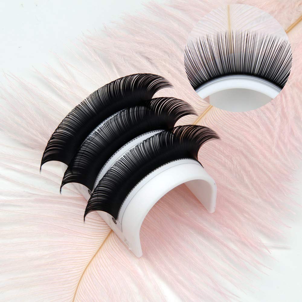 Russian Volume Eyelashes Extension Soft Natural Faux Mink Lashes .05mm Semi-Permanent Eyelashes Stable Curl Matte Black Professional Salon Use Lash