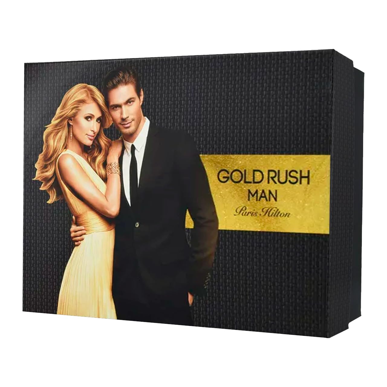 Gold Paris Hilton Gold Rush Man Men 3.4oz EDT Spray, 0.5oz EDT Spray, 3.0oz Hair Body Wash, 2.75oz Alcohol Free Deodorant Stick 4 Pc Gift Set ,