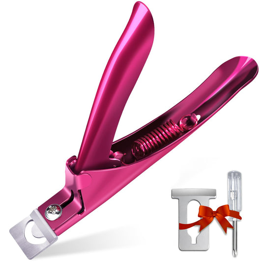 Elegant Violet Red Premium Adjustable Stainless Steel Artificial Acrylic Fake False Nail Tip Clipper Cutter Trimmer Manicure Pedicure Sharp Blade Clip