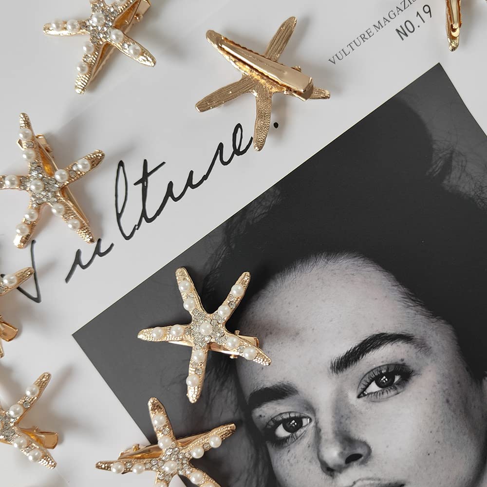 Starfish Hair Clip Star Hair Pins Mermaid Hair Accessories for Hair Barrettes Wedding Bridal Girls Women (Style1-15Pcs)