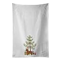 Caroline's Treasures CK3486WTKT Small Greek Domestic Dog Kokoni Christmas Tree White Kitchen Towel Set of 2 Dish Towels Decorative Bathroom Hand…