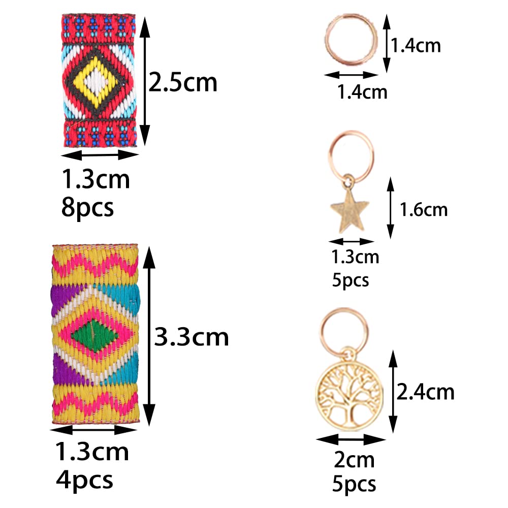 NA 22Pieces Fine Dreadlock Includes 12Pieces Fabric Dreadlock Beads Hair Accessories Fashion Braiding Tubes Dreadlock Beads Hair Decoration and 10