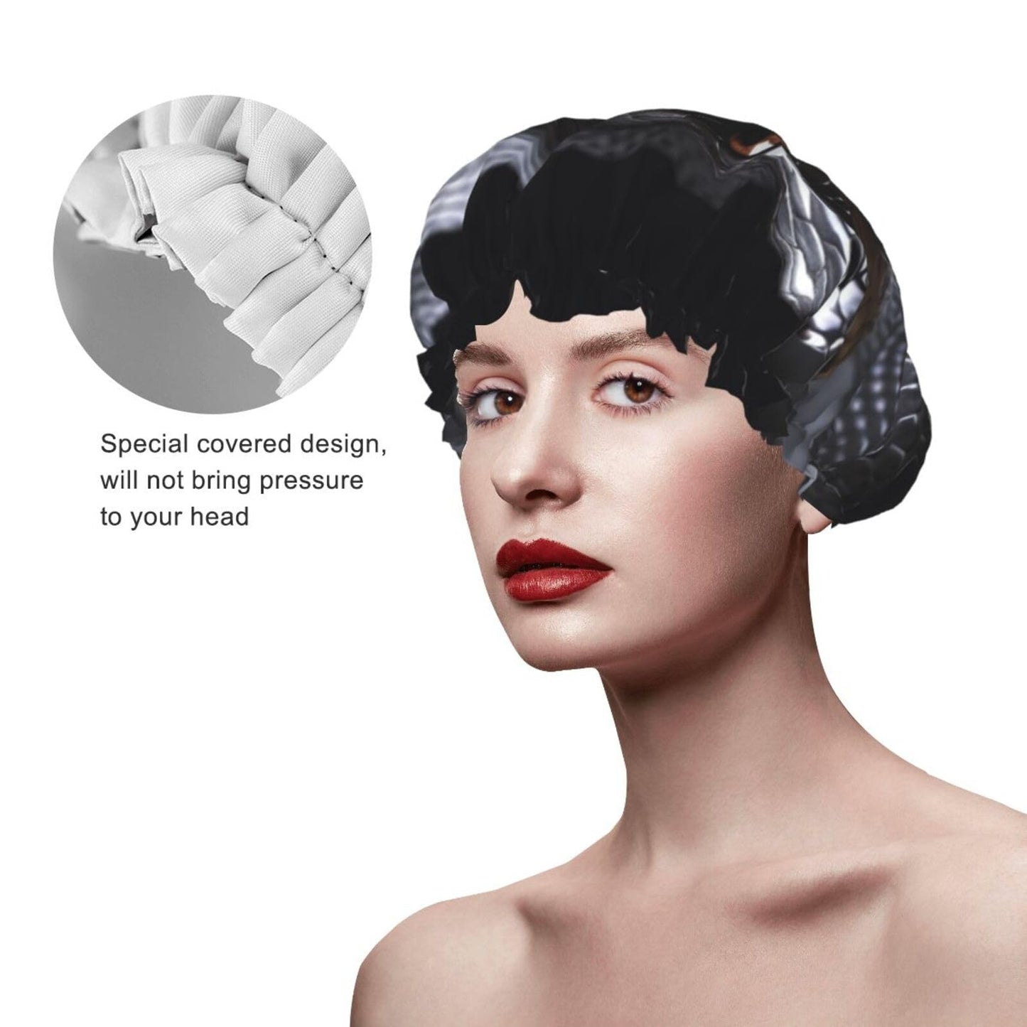 Black Snake Shower Cap for Women Men Large Reusable Shower Bonnet Double-Layer Waterproof Bath Caps Elastic Band Hair Hat for All Hairstyles Beauty and Personal Care BWLHJKE