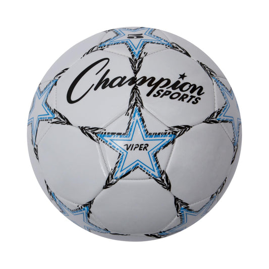 Champion Sports Viper Soccer Ball, Size 5 - Soft Touch TPU Cover, Airlock Bladder - Ages 12 & Up - Blue/Black/White