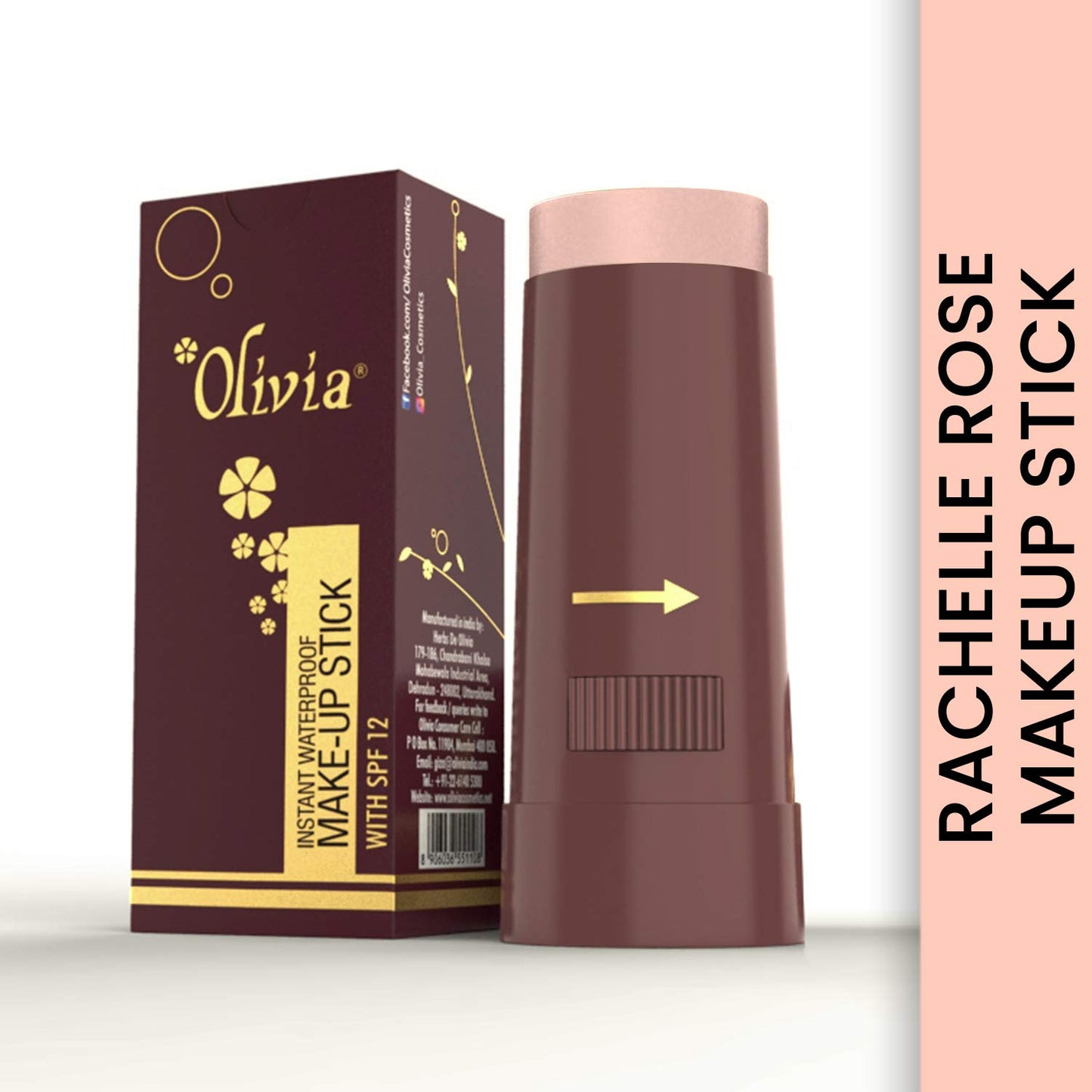Olivia Instant Waterproof Makeup Stick Concealer Rachelle Rose 15g Shade No.2 (SPF 12)