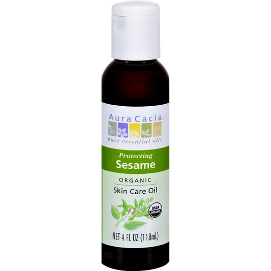 Aura Cacia Organic Sesame Skin Care Oil, 4 Ounce - 6 per case.6