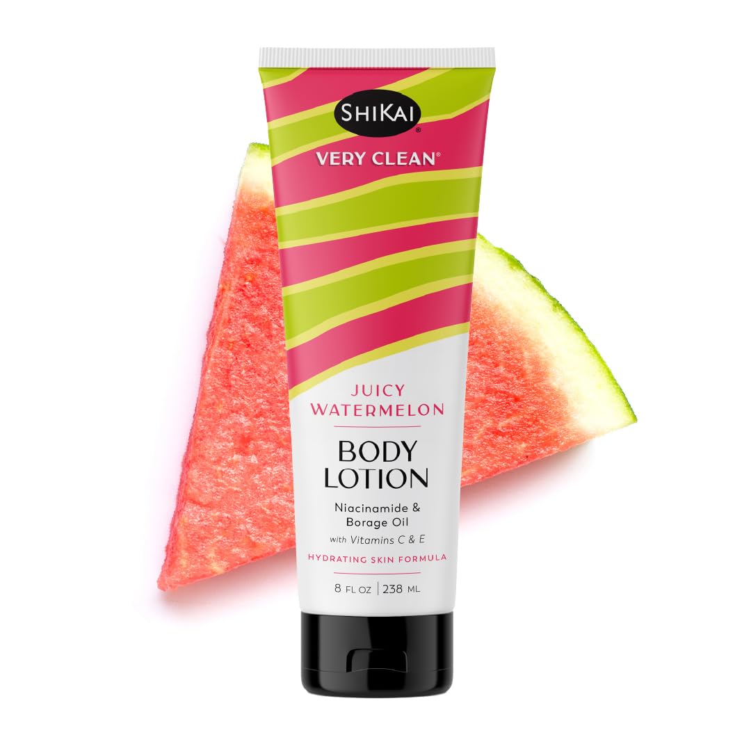 ShiKai Very Clean Body Lotion (Juicy Watermelon, 8 oz) | Hydrating Skin Moisturizer for Dry Skin | With Niacinamide, Borage Oil, and Vitamin C & E