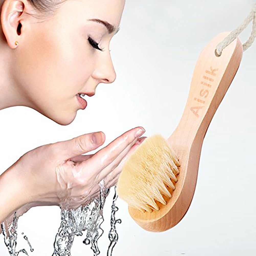 Wooden Facial Cleansing Brush Natural Bristles Wood Handle Wash Clean Exfoliate Scrub Cleaning Brushing Exfoliating Exfoliation Skin Care Face