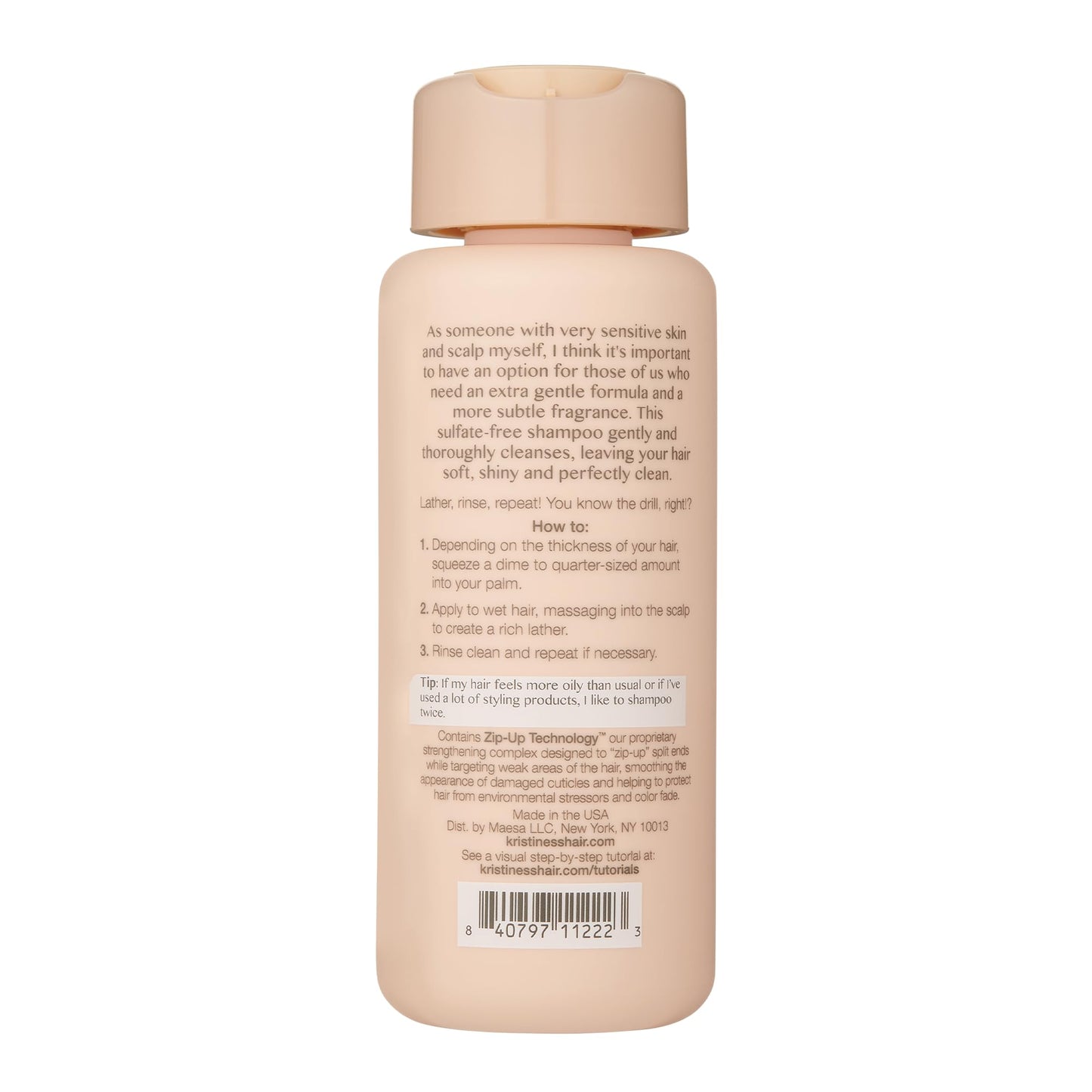 Kristin Ess Hair Extra Gentle Shampoo for Sensitive Skin + Scalp, Moisturizing + Hydrating Shampoo for Dry Hair, Vegan, Color Safe + Keratin Safe, 10