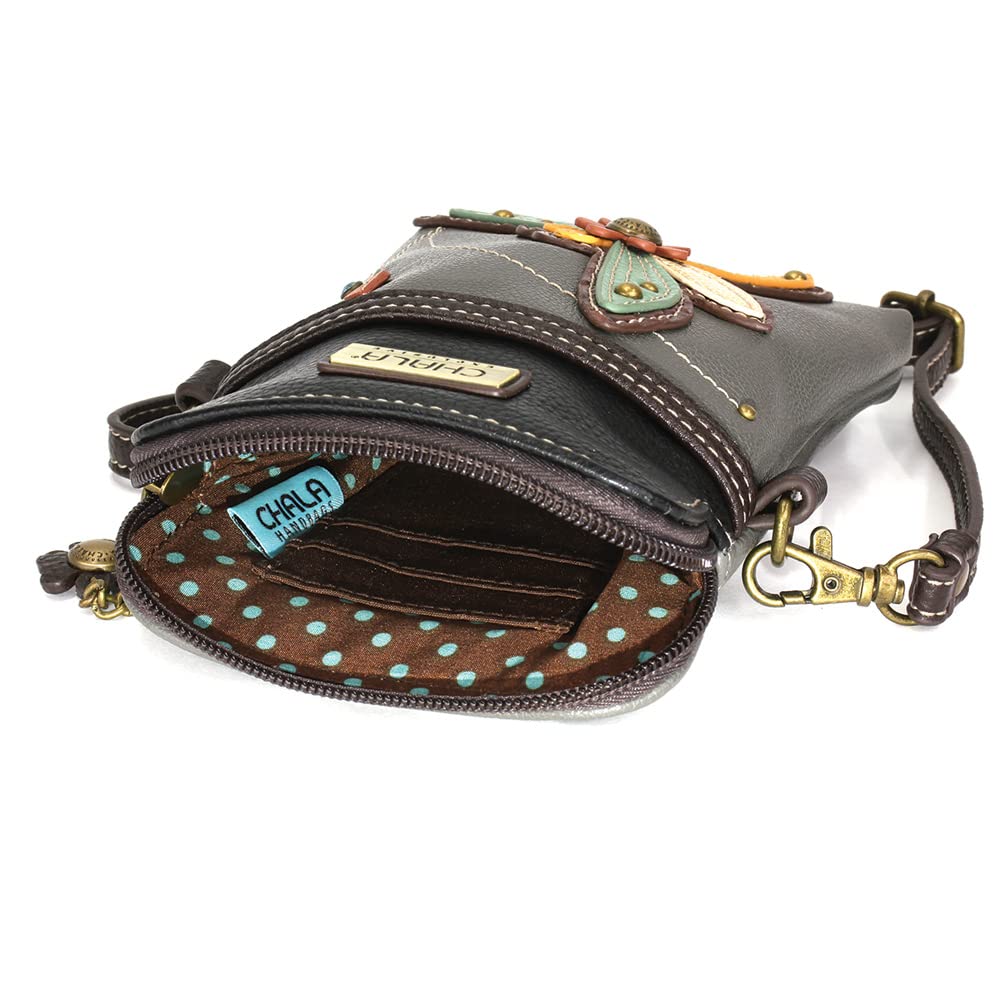 CHALA Crossbody Cell Phone Purse-Women Canvas Multicolor Handbag with Adjustable Strap - Special Edition - Dragonfly - gray
