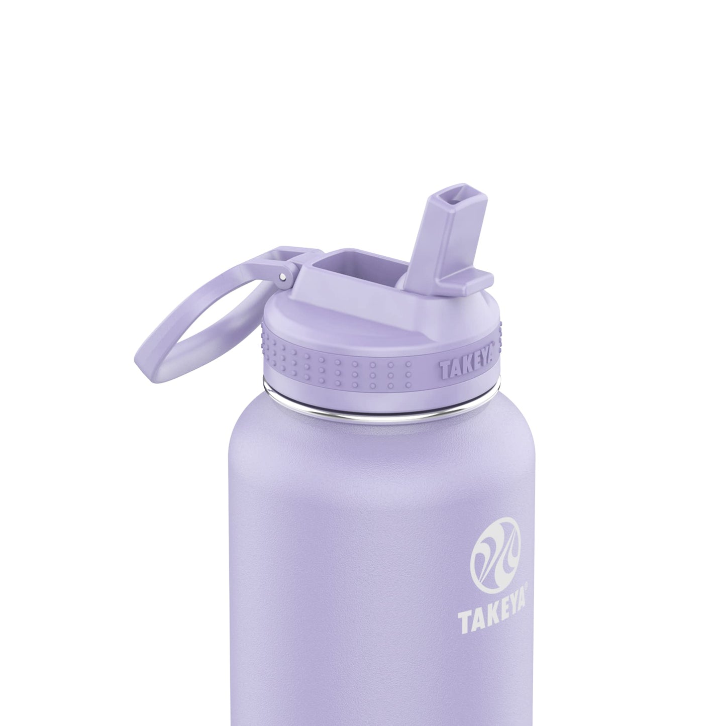 Takeya Actives 32 oz Water Bottle with Straw Lid - Double Wall Stainless Steel Insulation - Dishwasher Safe & BPA-Free - Removable Bumper - Lavender…