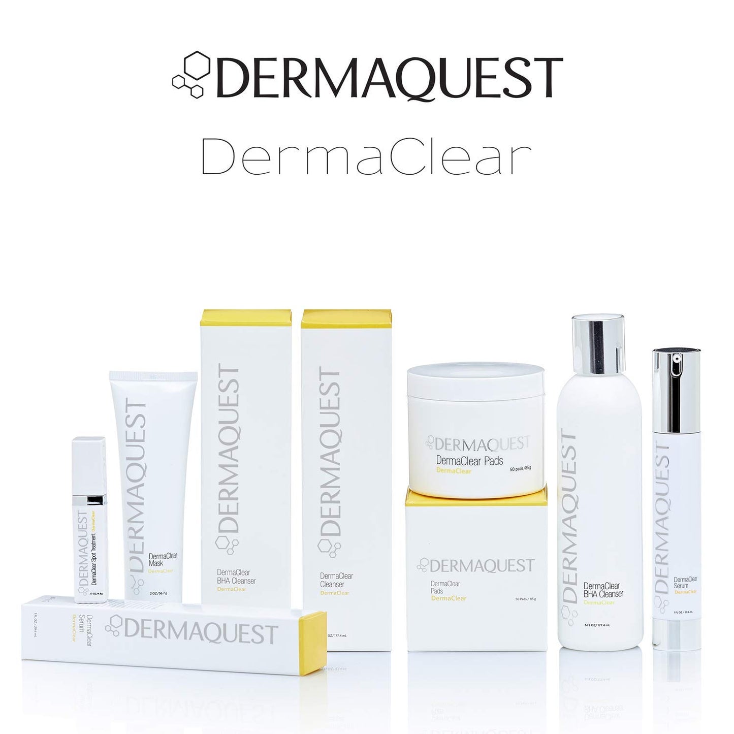 DermaQuest DermaClear Pads - Salicylic Acid Acne Treatment For Adults & Teens - Acne Wipes For Face, Neck, Chest, & Back (50 Pads)