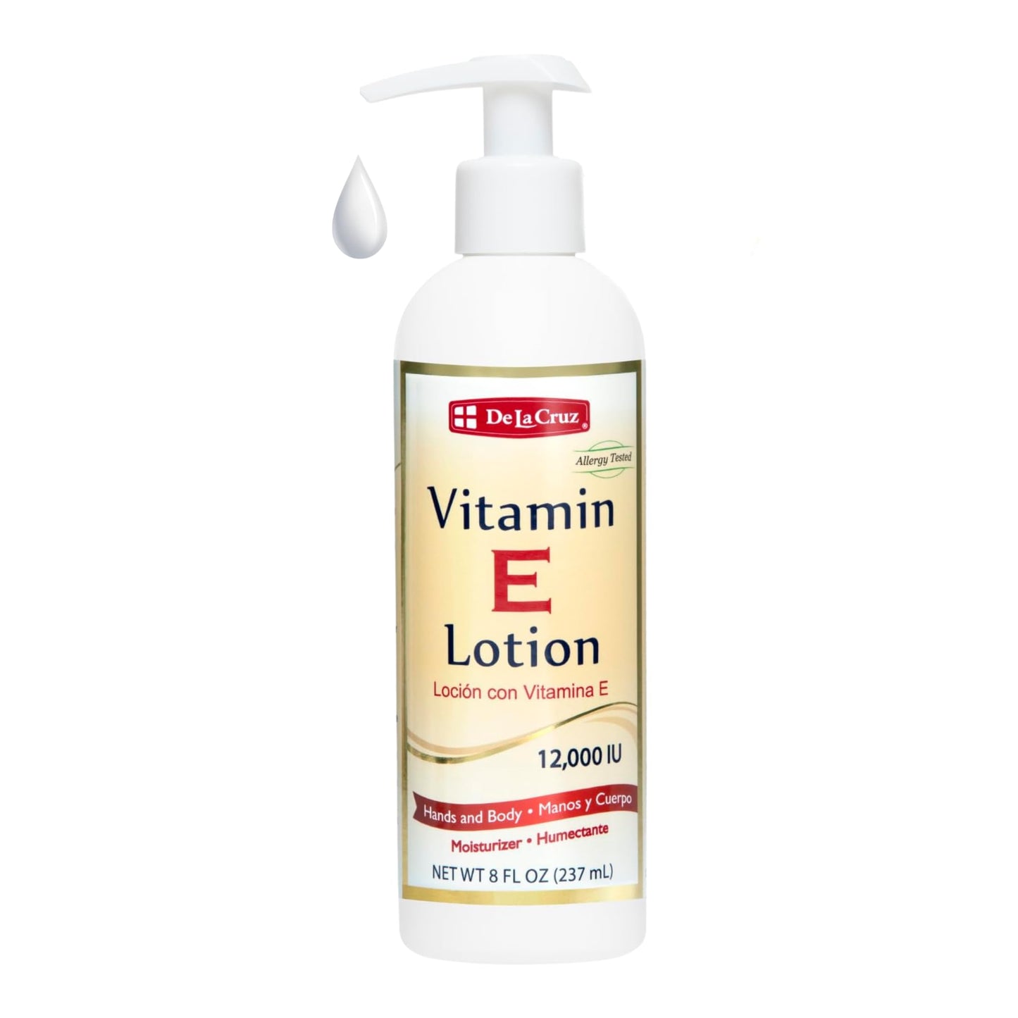 De La Cruz Vitamin E Lotion for Dry Skin 12,000 IU with Avocado Oil, Almond Oil & Aloe Vera.vitamin e moisturizer, Moisturizing body lotion and face