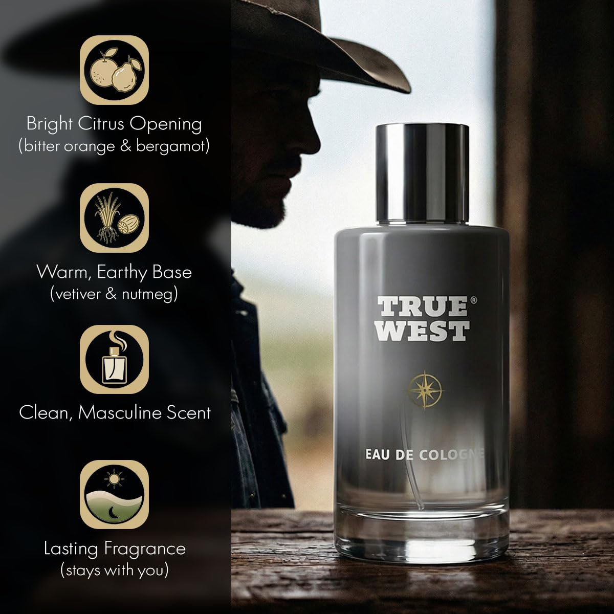 Herban Cowboy True West Cologne for Men - Long-Lasting Woody Fragrance, Gift for Him Beauty & Personal Care Herban Cowboy
