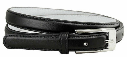 7055 Women's Betls Ladies Fashion Skinny Soft Dress Casual Leather Belt 3/4"(19mm) wide (Black, L)