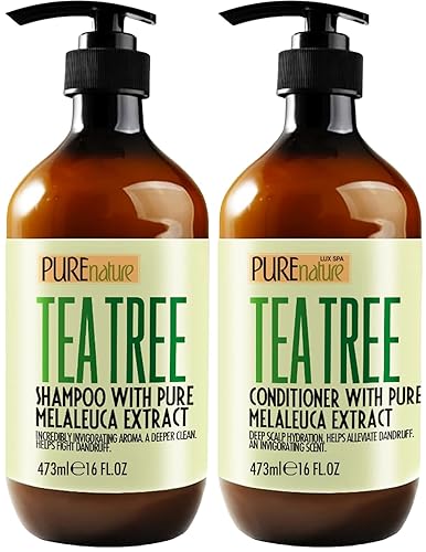 Tea Tree Oil Shampoo and Conditioner Set - Sulfate and Paraben Free Treatment for Oily Hair and to Help Reduce Your Itchy and Dry Scalp - Healthy Anti