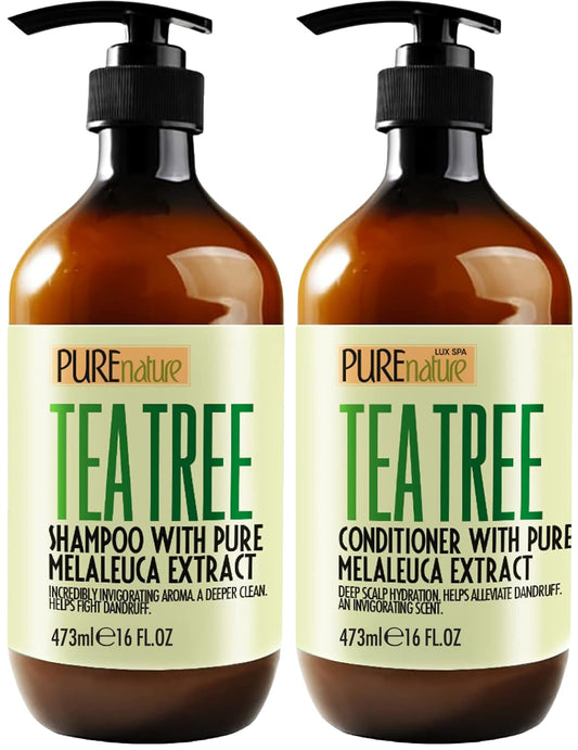 Tea Tree Oil Shampoo and Conditioner Set - Sulfate and Paraben Free Treatment for Oily Hair and to Help Reduce Your Itchy and Dry Scalp - Healthy Anti