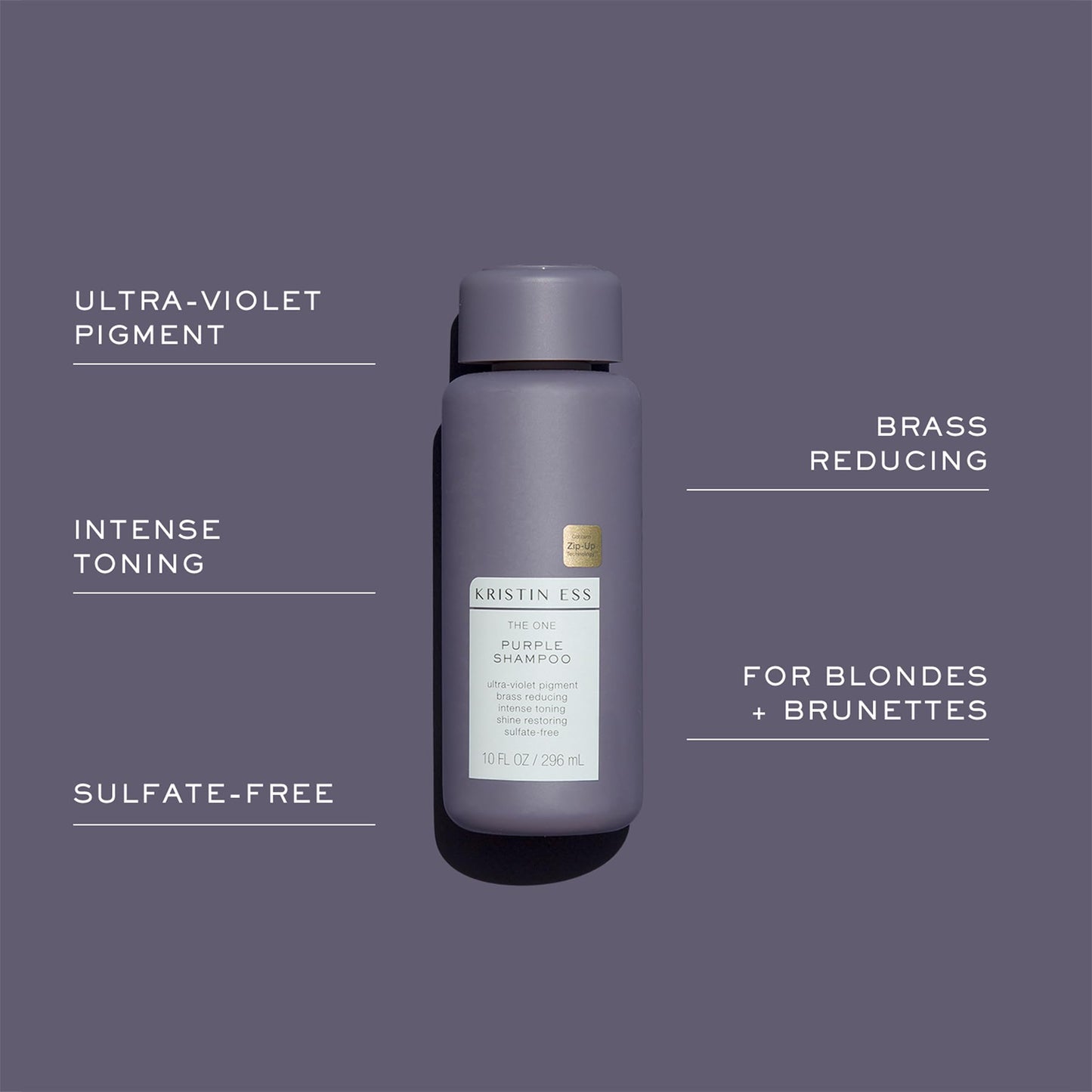 Kristin Ess Hair The One Purple Shampoo for Toning Blonde Hair - Neutralizes Brass + Yellow Tones, Shine Restoring - Sulfate, Silicone and Paraben