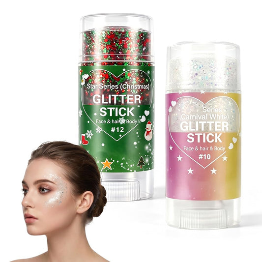4th of July Glitter Stick, Patriotic Red White and Blue Face Hair Body Glitter Stick, 4th of July Outfits for Women Men, Sparkling Glitter Makeup