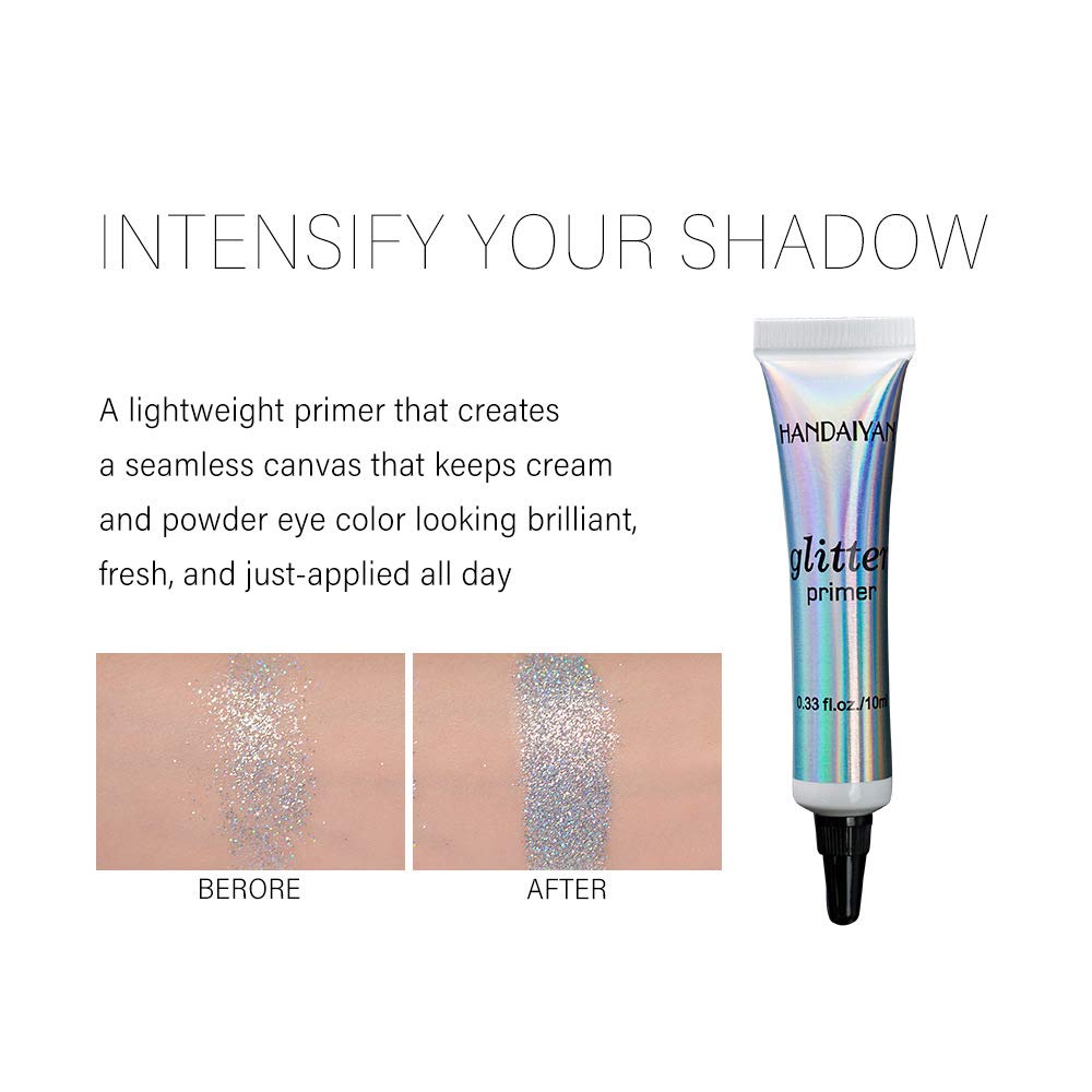 MAEPEOR Cosmetic Glitter Glue Long Lasting Makeup Glitter Primer Gel Waterproof and Smudgeproof Primer Base Glue for Body Eyes Face Lip (10 ml, 2 PCS)