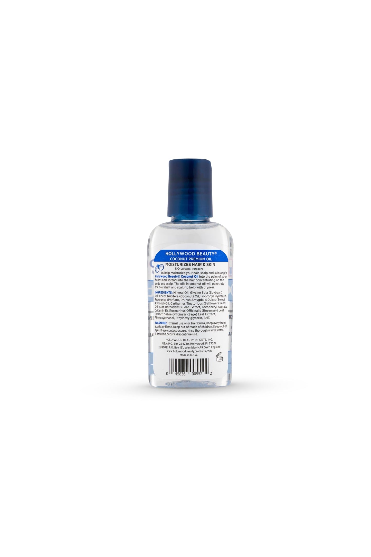 Hollywood Beauty Coconut Hair Oil, 2 oz - Moisturizes Hair & Skin, Replenishes Hair Lipids, Body & Massage Oil, Relieves Scalp Dryness, Reduces