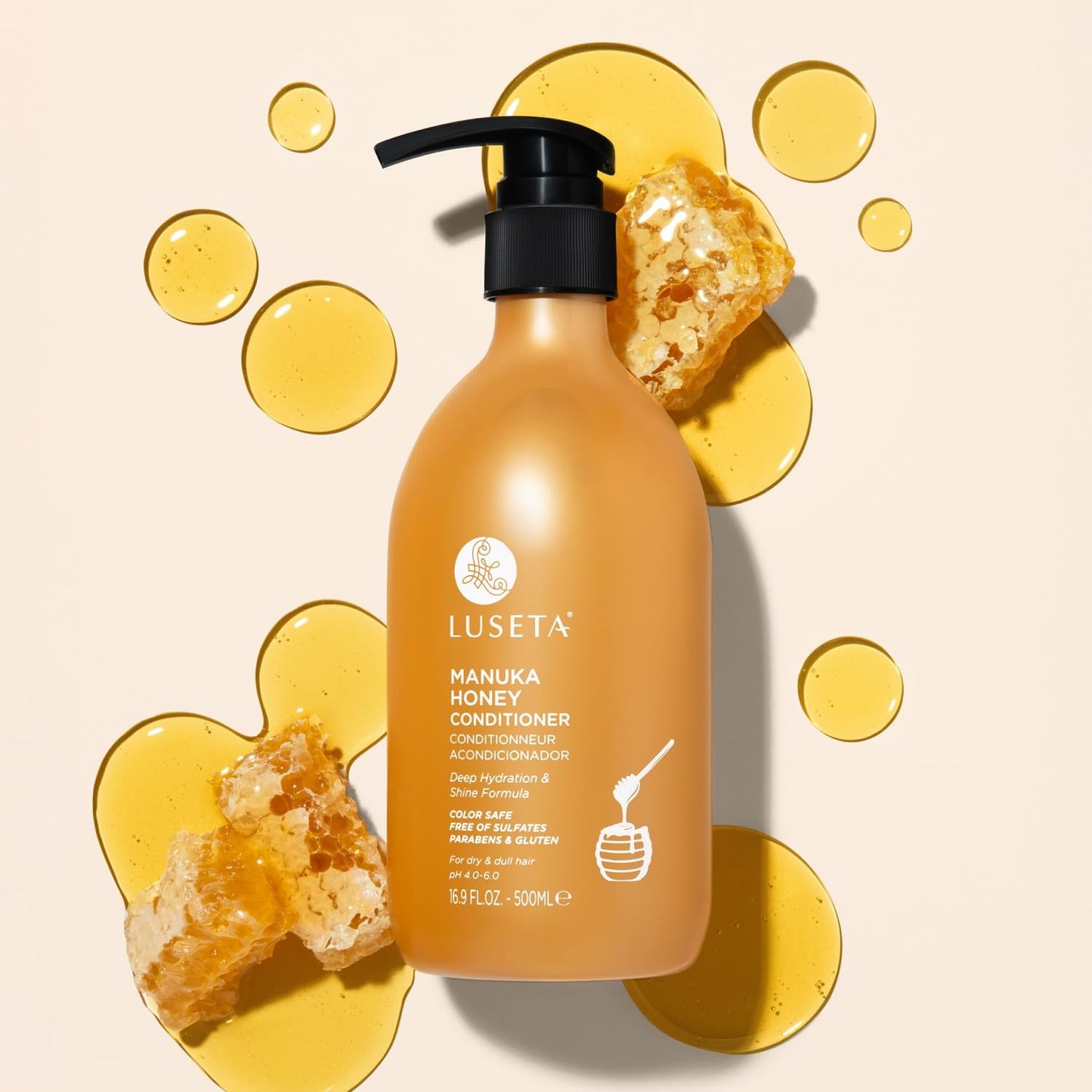 Luseta Manuka Honey Conditioner Hydrate & Repair for Dry and Dull Hair Adds Shine & Restore Softness Moisturizing for Damaged Hair 16.9oz