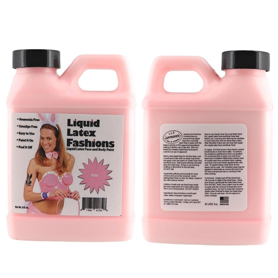 Pink 8 Oz - Liquid Latex Body Paint, Ammonia Free No Odor, Easy On and Off, Cosplay Makeup, Creates Professional Monster, Zombie Arts