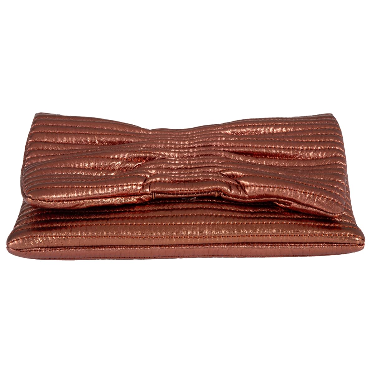 JNB Faux Leather Metallic Quilted Envelope Clutch,Bronze44