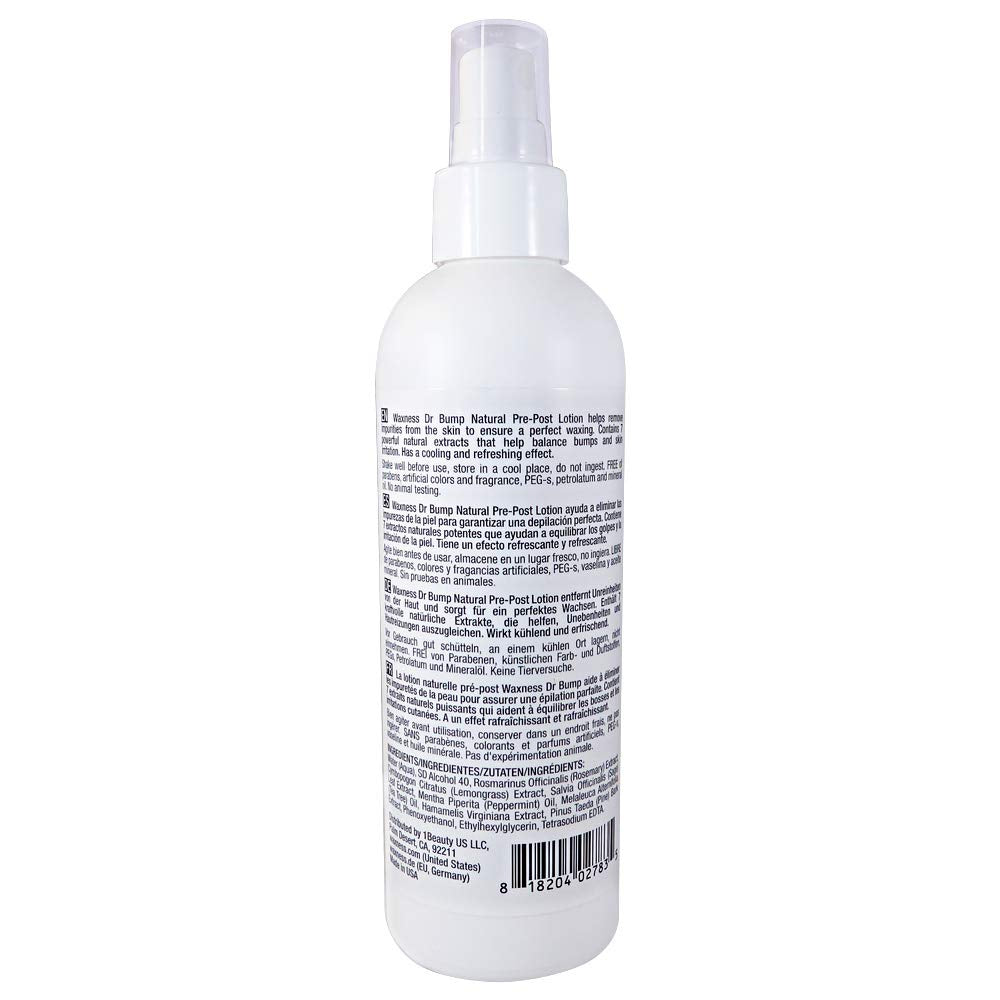 Waxness Wax Necessities Dr Bump Natural Pre Post Lotion with Peppermint Sage Rosemary and Tea Tree 8 Ounces