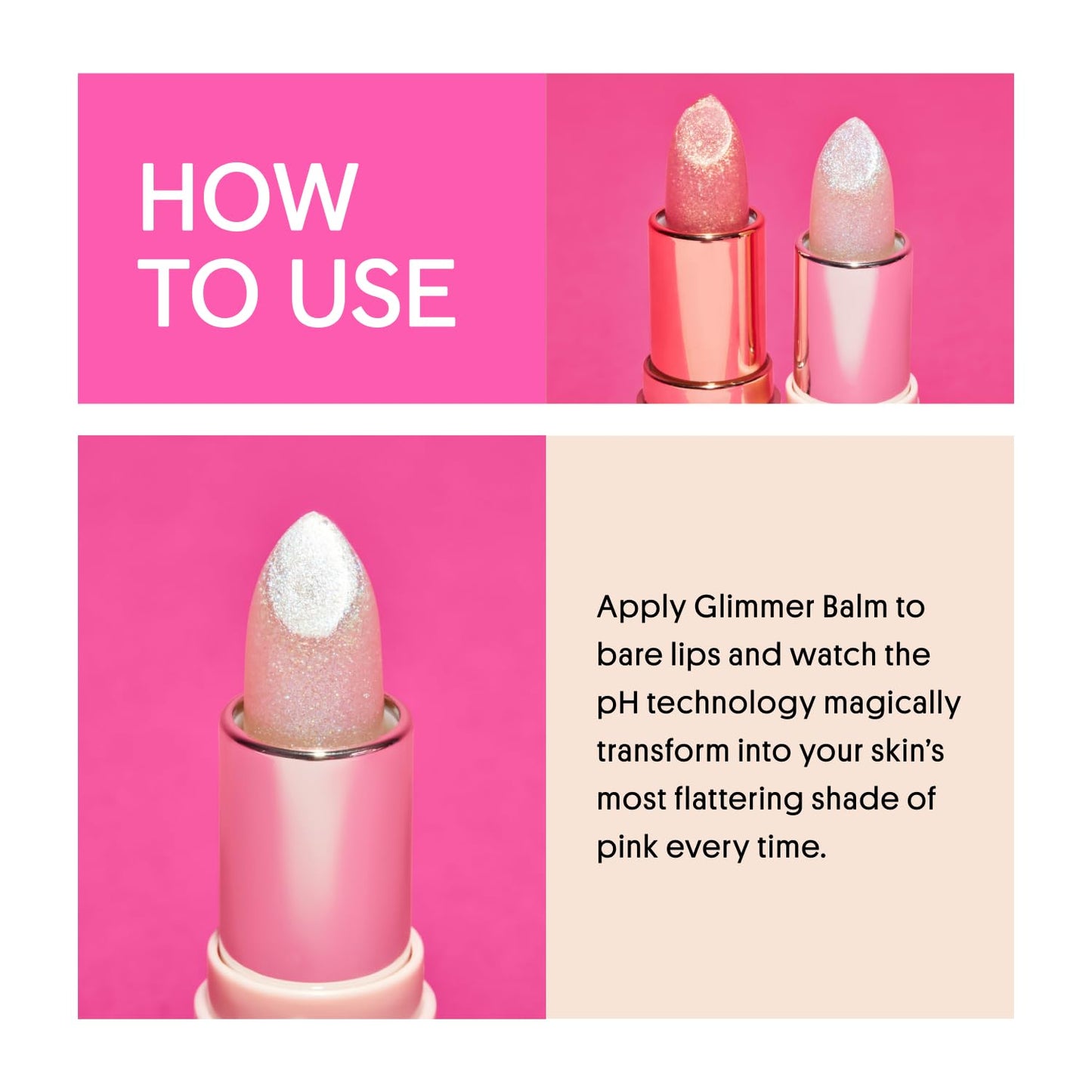 Winky Lux Unicorn Glimmer Balm -Hydrating ph Lip Balm, Natural Pink Tint with pH Color Changing, Moisturize & Soften Lips While Leaving Sheer Pink